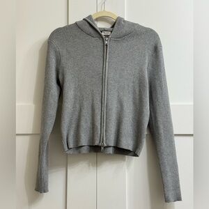 PRELOVED Brandy Melville John Galt Arden Cropped Double Zipper Hoodie ONE SIZE